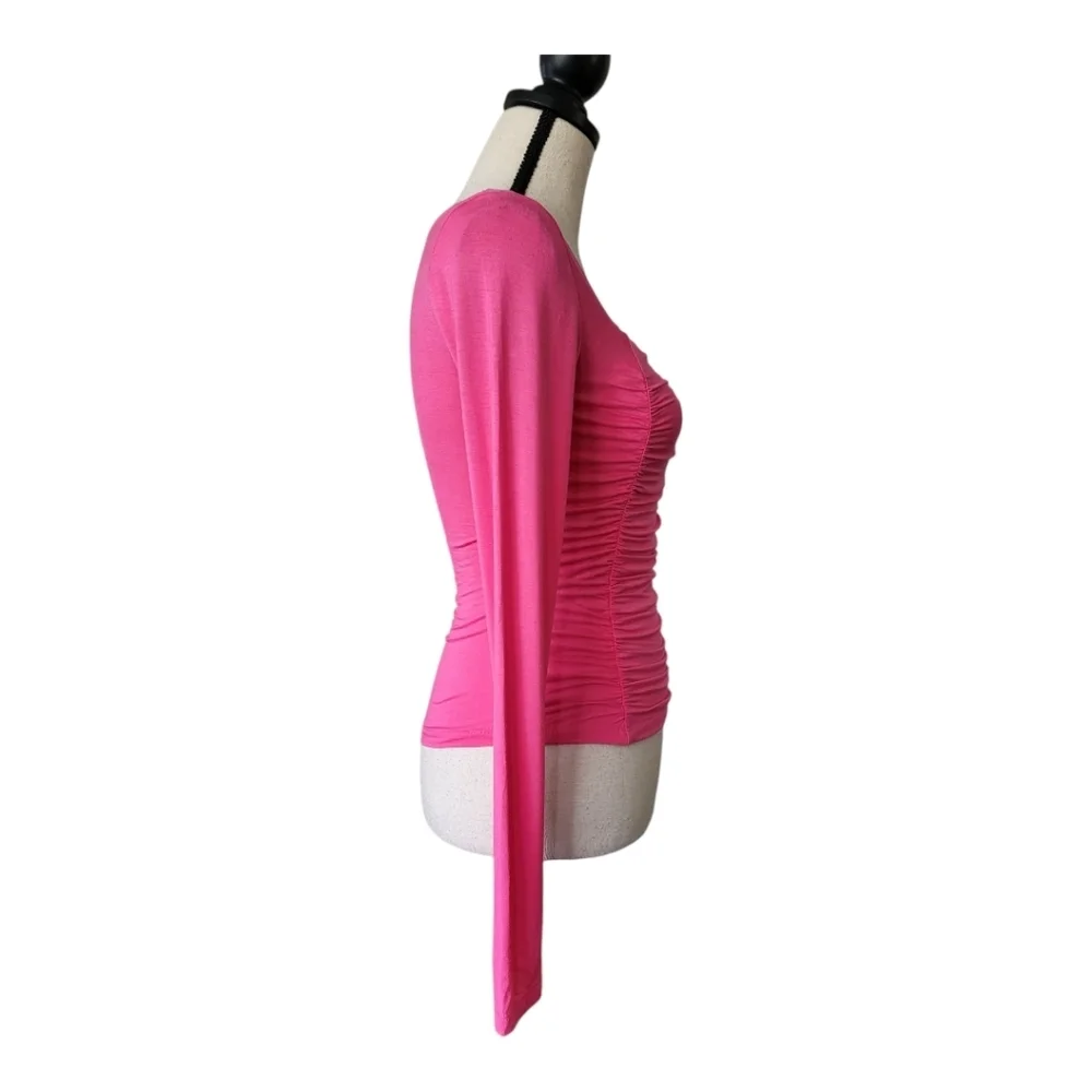 💕Elodie Square Neck Long Sleeve Rouched Crop Top Size XS New - Picture 3 of 7